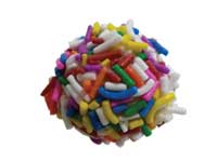 Vanilla white chocolate ganache rolled in rainbow sprinkles